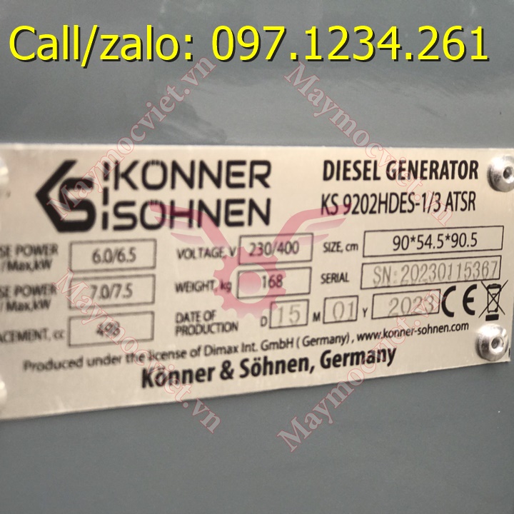 Máy phát điện diesel Konner & Sohnen KS 920HDES